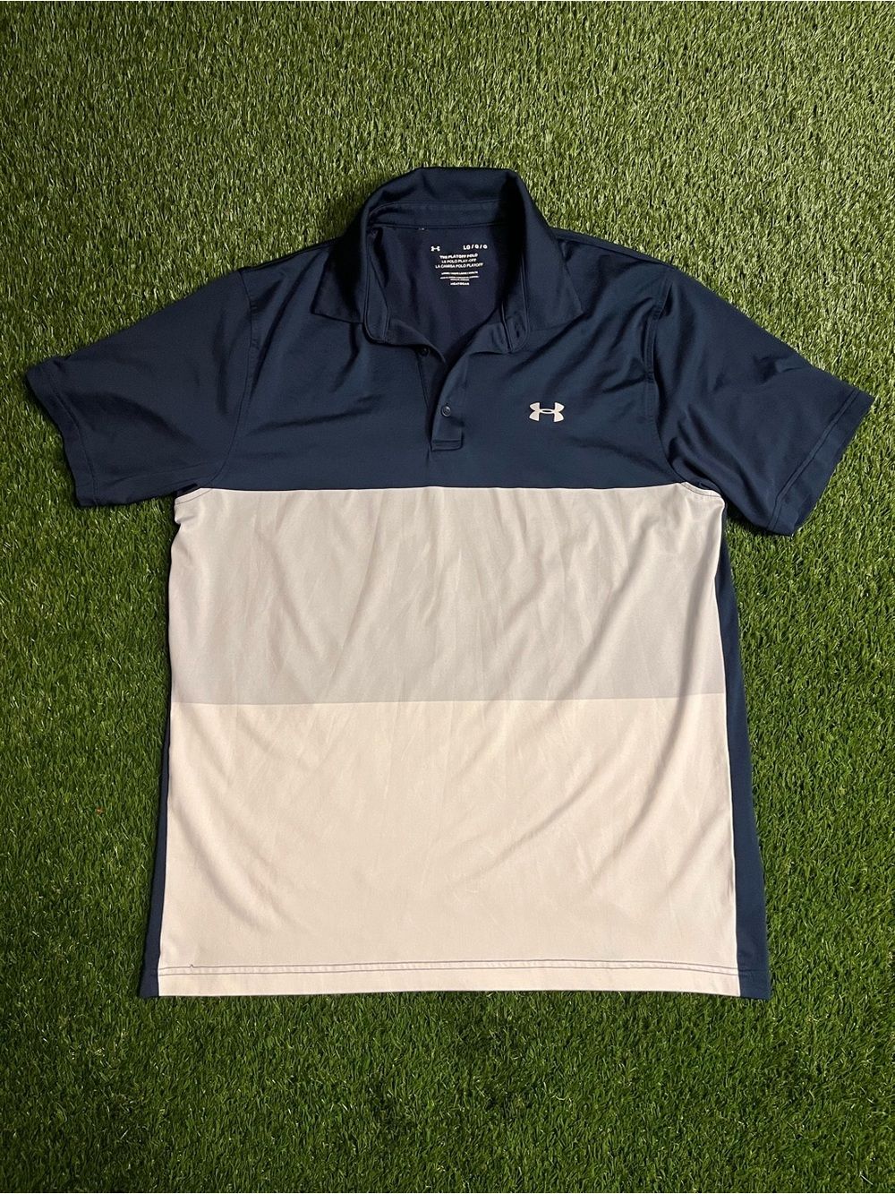 Under Armour Men’s Navy And White Blocked Performance Polo Xl
